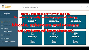 BITCOIN, ETHEREUM & MONERO ROI (RETURN OF INVESTMENT) GENESIS MINING.