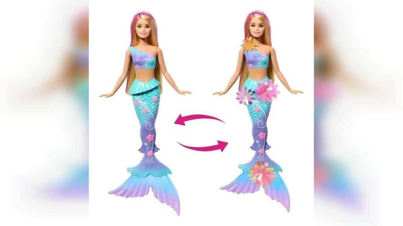 Review: Barbie Boneca Sereia com Transformação de Flor Cabelo Rosa