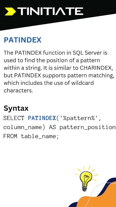 SQL PATINDEX | Tinitiate - YouTube