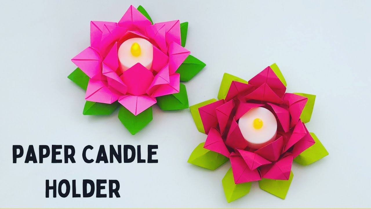 Paper Lotus Candle Holder | Diya Decoration at Home | Paper Craft | Diwali decoration ideas 
