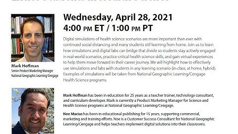 Using Simulations to Engage & Excite Students in Health Science - April 28, 2021