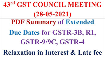 SUMMARY OF EXTENDED LAST DATES, RELAXATION IN INTEREST & LATE-FEE, RELAXATION IN GSTR 9 & 9C FILING