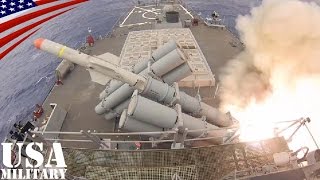 ハープーン対艦ミサイル 駆逐艦からの発射映像 [HD]