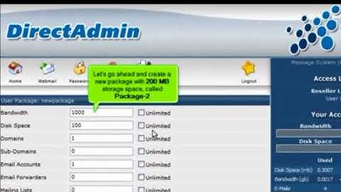 How to create hosting packages in Directadmin