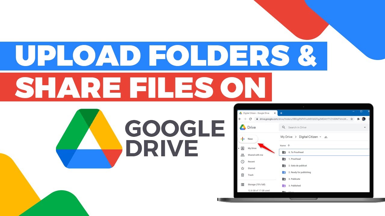 How To Upload Folders & Share Files On Google Drive - YouTube