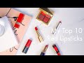 My Top 10 Red Lipsticks (review & swatches) || The Very French Girl