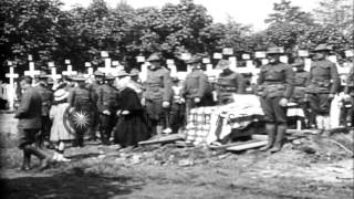 An American soldier's funeral in Brest, France during World War I. HD Stock Footage