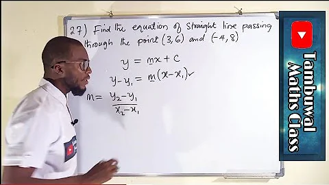 NECO 2020 Question 30 | Equation of a straight line