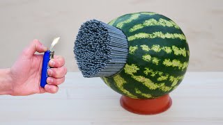 EXPERIMENT: A lot of Sparklers vs Watermelon
