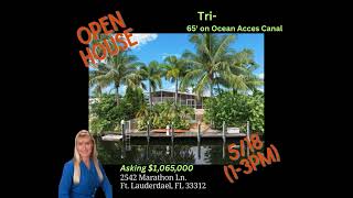 2542 Marathon Ln., Ft. Lauderdale WATERFRONT HOUSE FOR SALE! NO FIXED BRIDGES! LET'S GO BOATING!