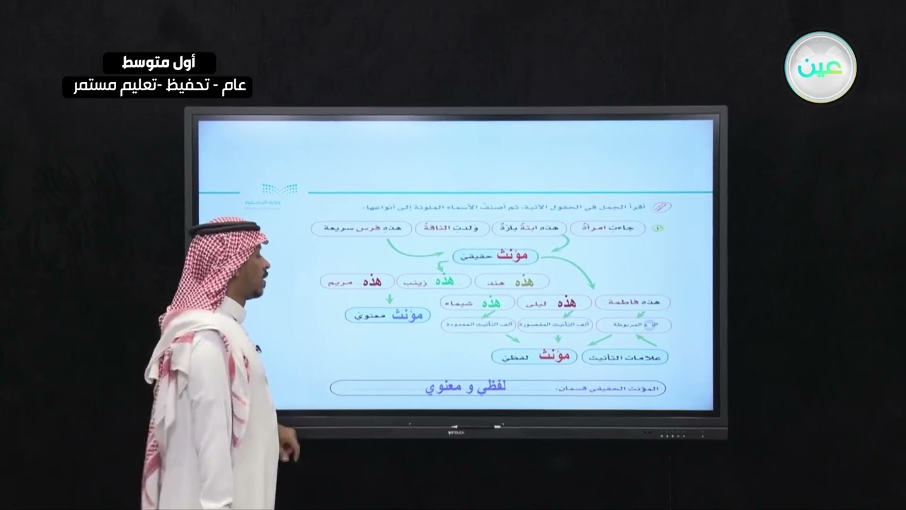 الصنف اللغوي المذكر والمؤنث - اللغة العربية  - أول متوسط