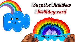 Surprise Rainbow Birthday card - Beautiful handmade Birthday greetings card for Best friend