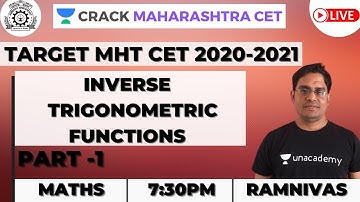 Inverse  Trigonometric Functions  l Part-1 l Math | Target MHT CET 2020-21 | Ramnivas