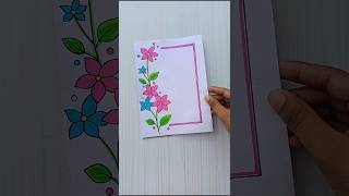 6 easy border design/Pink & Blue Flower Vine Border/Elegant Page Design/Priyanka Gunval #shorts #art