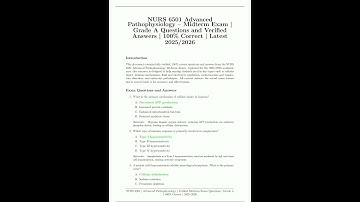 NURS 6501 Advanced Pathophysiology Midterm Exam Walden University 20252026 Verified Questions and Gr