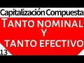 Matemáticas Financieras. Capitalización Compuesta: Tanto nominal y tanto efectivo