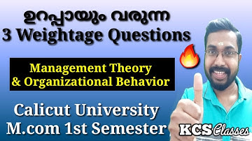 3 Weightage Questions that will definitely come up| Management Theory & Organizational Behavior| ...