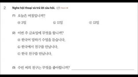 Tiếng Hàn Sơ Cấp 1 Bài 4  날짜와 요일 Luyện Nghe