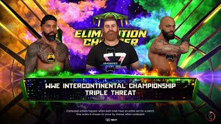 WWE 2K24_ Jey Uso Vs Sami Zayn Vs Ricochet (intercontinental championship) #eliminationchamber