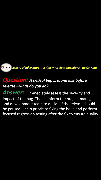 Software Testing Interview Questions and Answers #QA #softwaretesting #qatesting #job
