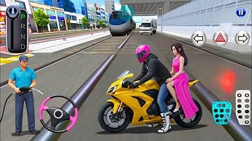 Brand New Yellow Bike Vs Bullet Train 3d Driving Class android game play video || Car Game #cargame