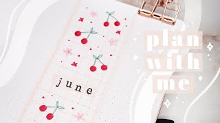 June 2024 bullet journal setup | plan with me | cherry theme 🍒