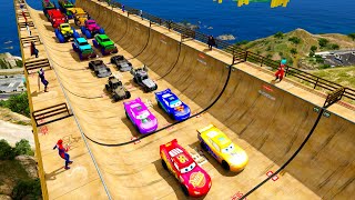 HOMEM ARANHA CARROS Mega Tracks Ramp Challenge ! SUPERHERO GOKU Monster Trucks Epic Race - GTA V