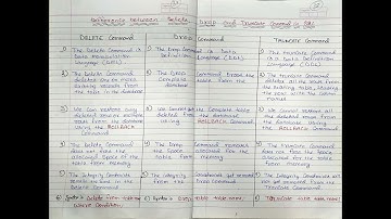 What is the difference between DELETE, DROP and TRUNCATE in SQL ?