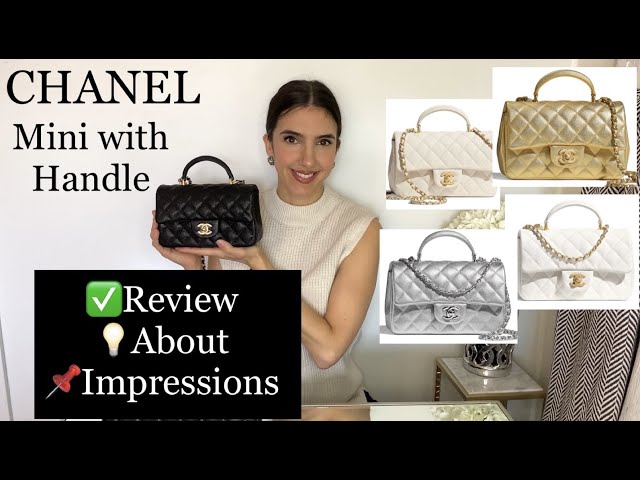 21S Chanel Mini Rectangular Top Handle White Caviar GHW, Luxury