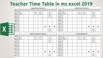 How to create Teacher Time table in Microsoft Excel 2019