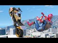 Gta 5 iron spiderman motorcycle stuntsfailsragdolls euphoria ragdolls long ep 2