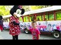 Mickey and Minnie Mouse outdoor activities - train race for kids