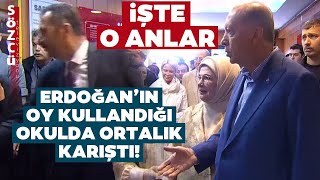 Erdoğan'ın Oy Kullandığı Okulda Ortalık Karıştı! Yanındakileri Gönderdi Çok Sinirlendi