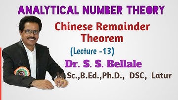 Math | Analytical Number Theory | Chinese Remainder Theorem | Lect.-13 | Dr.S.S.Bellale | DSCL