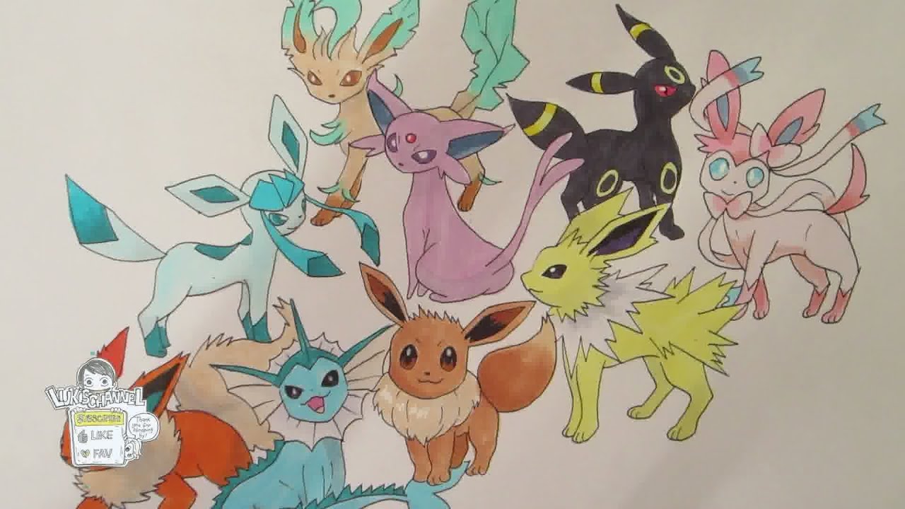 Eevee Evolution Drawing (Umbreon, Espeon, Sylveon, Leafeon, Glaceon) (Shin  Art) 