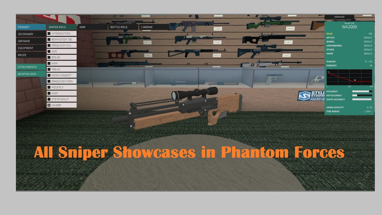All Snipers In Phantom Forces Showcases 2020 March Youtube - the new aws in phantom forces roblox by paradox poke