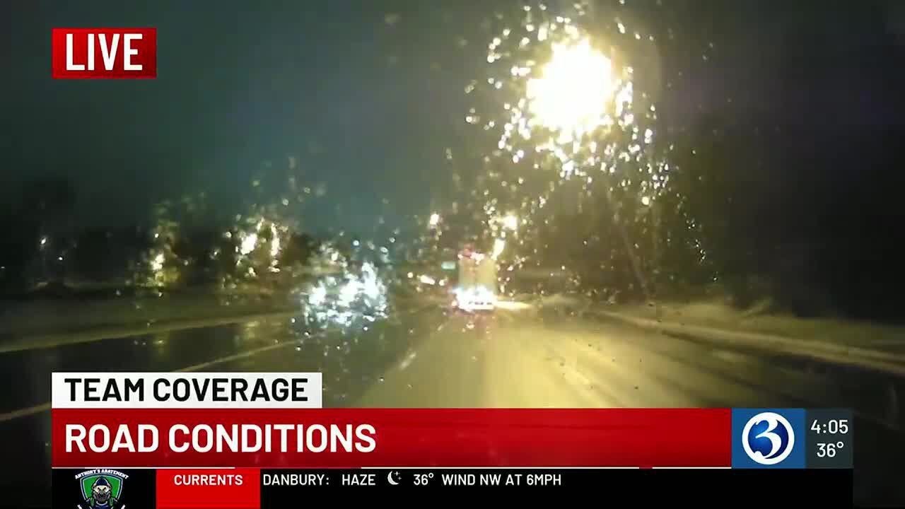 Wintry mix creates slippery conditions during morning commute - YouTube