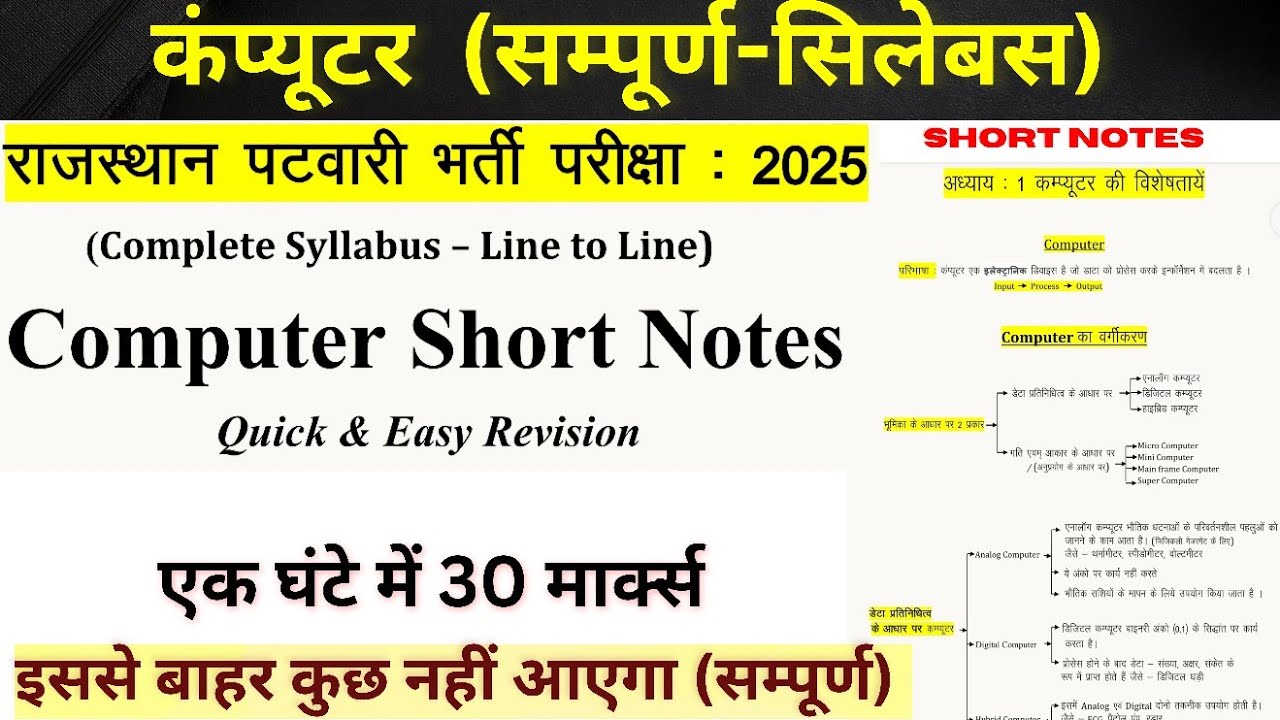 PATWAR COMPUTER 2025 |  सम्पूर्ण सिलेबस कंप्यूटर |  