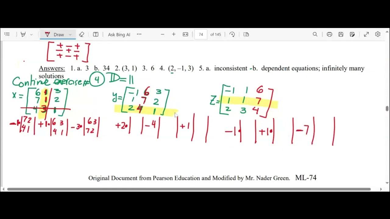 use Cramer's rule to solve system 3x3 matrix YouTube