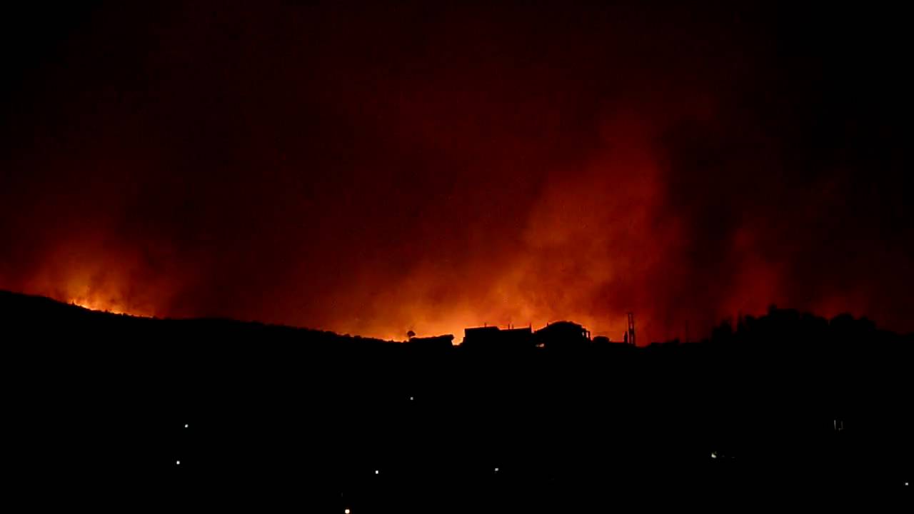 fire near Athens 2009-08-23 - YouTube