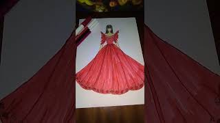 رسم فستان سهرة منفوش /طريقة الرسم بأول تعليق