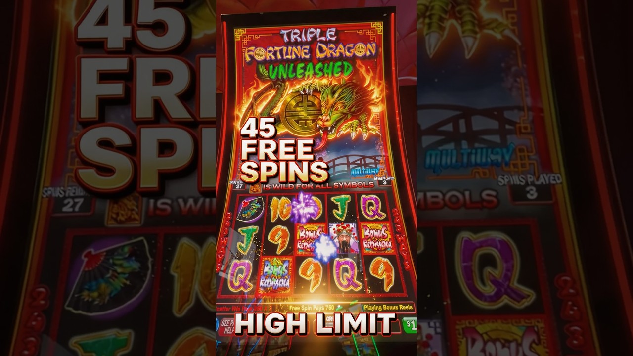 MASSIVE 45 FREE SPINS BONUS HIT on High Limit Triple Fortune Dragon!
