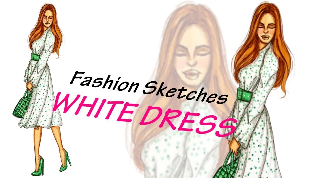 Fashion illustration how to Color a white dress/Fabric YouTube