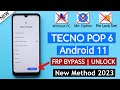 Tecno Pop 6 (Be7) Frp Bypass/Unlock Google Account Lock Without PC - Pin Lock Sim Method Fail 2023