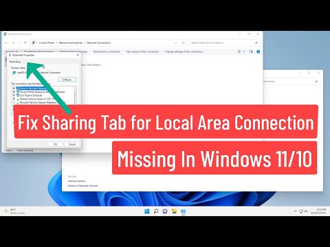 Fix Sharing Tab for Local Area Connection Missing In Windows 11/10