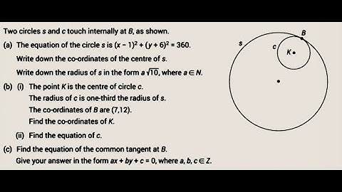 If two circles touching each other internally then find the equation of their common tangent.