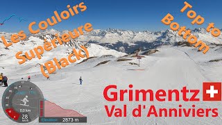 [4K] Skiing Grimentz, Les Couloirs Supérieure Black Run, Val d'Anniviers Switzerland, GoPro HERO9