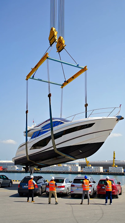 Workers were launching a yacht into the water, but something went terribly wrong