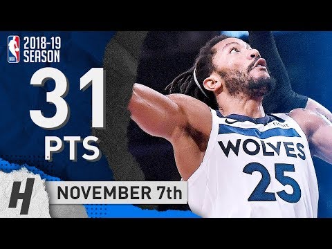 Derrick Rose Full Highlights Wolves vs Lakers 2018.11.07 - 31 Points, 7 Threes!