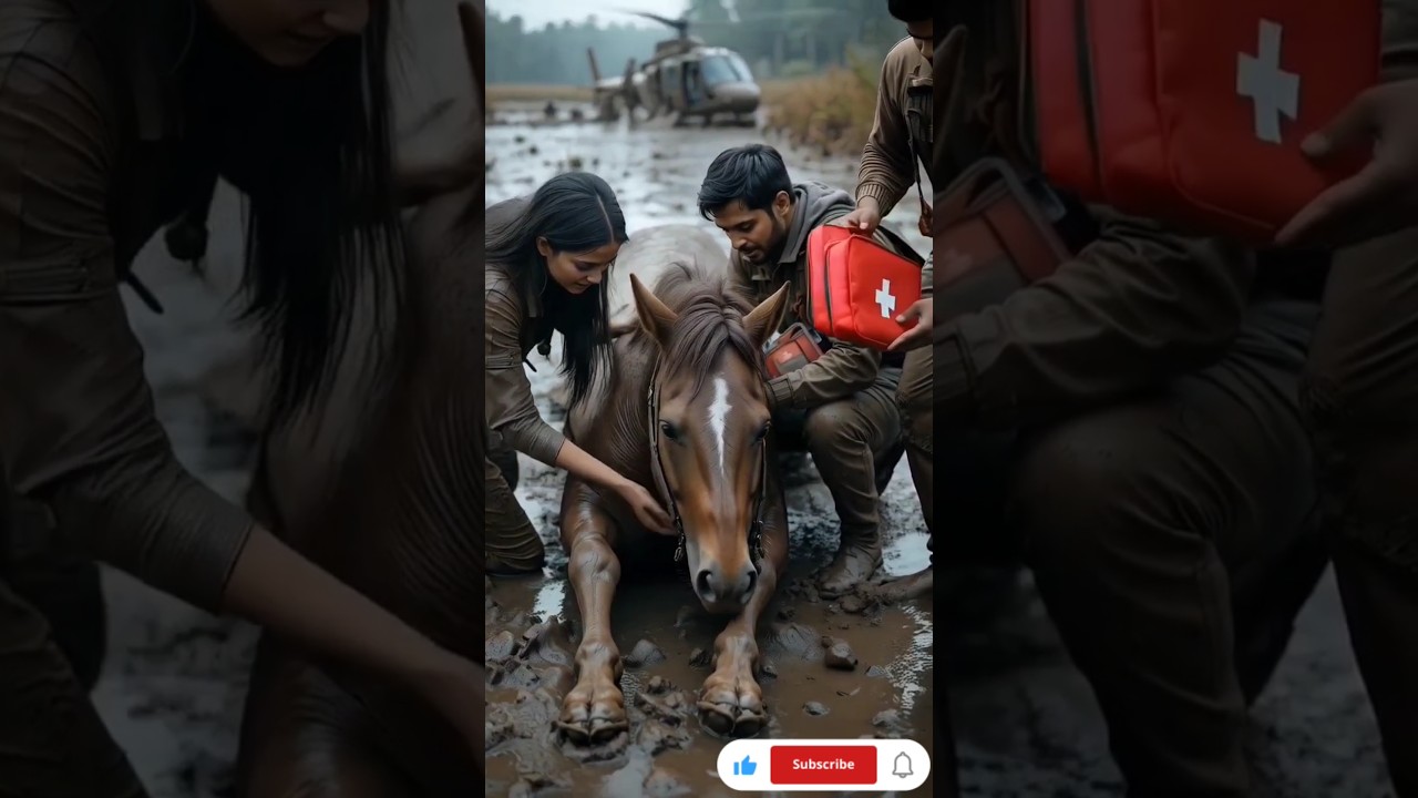 Horse Rescue Stuck in Mud, Saved by Helicopter Animal Rescue